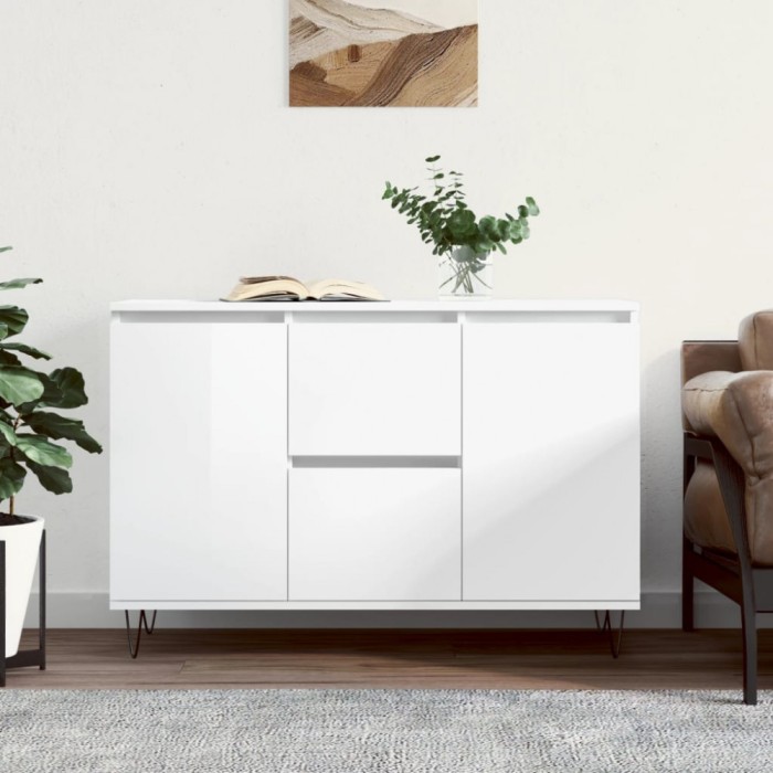 vidaXL Servantă, alb extralucios, 104x35x70 cm, lemn prelucrat