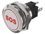 Comutator Anti-Vandalism EAO SPDT IP67, Rotund, Montare 22mm, ON-(ON), Iluminare LED Rosie, 3A/240V