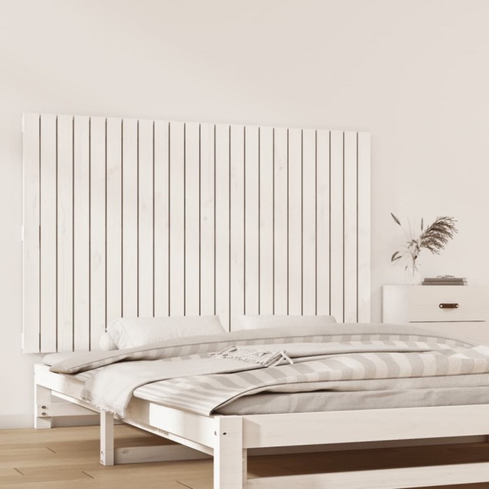 vidaXL Tăblie de pat pentru perete, alb, 147x3x90 cm, lemn masiv pin 824894