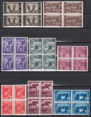 ROMANIA 1937 LP 119 UNIUNEA FEDERATIILOR SPORTIVE DIN ROMANIA U.F.S.R. SERIA IN BLOC DE 4 TIMBRE STARE MNH