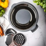 Bol inox, cu razatoare incorporata in capac, multifunctional, gri, capacitate 5l, KingHoff