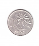 Moneda Nigeria 10 kobo 1973, stare buna, curata, Africa, Cupru-Nichel