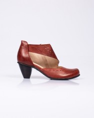 Botine decupate din piele naturala cu toc mic pentru femei 23ANC04041 foto