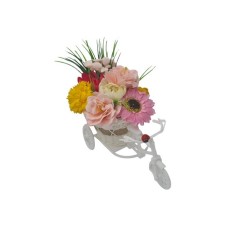 Bicicleta, aranjament floral trandafiri "Cosulet cu flori", flori de sapun, model multicolor, 30x17x15 cm, Dalimag