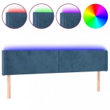Cumpara ieftin Tablie de pat cu LED, albastru inchis, 183x16x78/88 cm, catifea