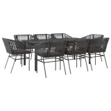 Cumpara ieftin Set de sufragerie de gradina 9 piese neagra sticla polirattan