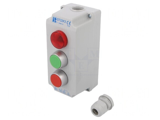Casetă de comandă cu 2 butoane IP65 plastic 230V