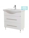 Baza cu lavoar ceramic GN1871, mobilier baie 80 cm, front MDF, 1 sertar, 1 usa, glisiere soft close, picioare cromate reglabile, alb