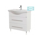 Baza cu lavoar ceramic GN1871, mobilier baie 80 cm, front MDF, 1 sertar, 1 usa, glisiere soft close, picioare cromate reglabile, alb