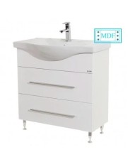 Baza cu lavoar ceramic GN1871, mobilier baie 80 cm, front MDF, 1 sertar, 1 usa, glisiere soft close, picioare cromate reglabile, alb