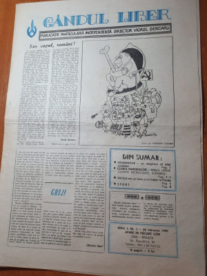 ziarul gandul liber anul 1,nr. 1 din 26 februarie 1990-prima aparitie foto