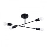 Candelabru Norah Negru Oțel 4 Becuri Neregulate Modern De Interior