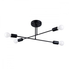 Candelabru Norah Negru Oțel 4 Becuri Neregulate Modern De Interior