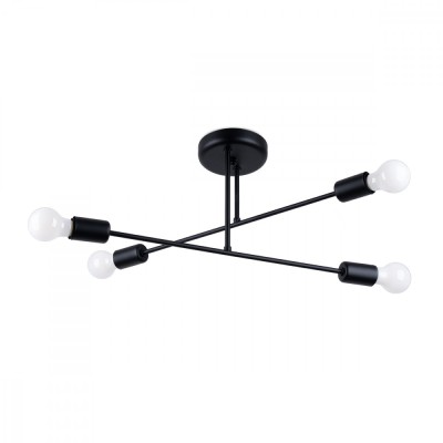 Candelabru Norah Negru Oțel 4 Becuri Neregulate Modern De Interior foto