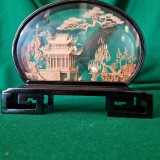 DIORAMA - OBIECT DECORATIV SCULPTAT MANUAL IN LEMN DE BALSA - CHINA anii &#039;60