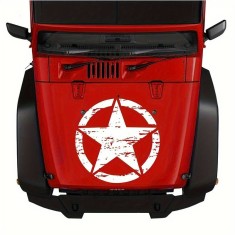 Sticker auto off road rusted army star, 50x50 cm, alb, autocolant exterior oracal, autoadeziv rezistent