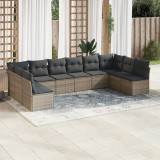 Gossi set mobilier de gradina cu perne, 10 piese, gri, poliratan