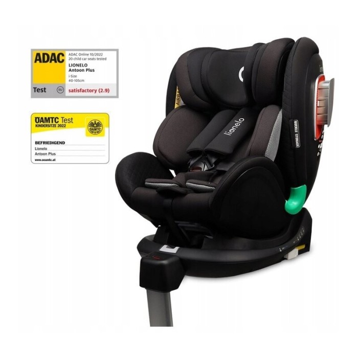 Scaun auto copii Lionelo Antoon Plus i-Size, 0-18 kg, rotire 360, Isofix, Negru