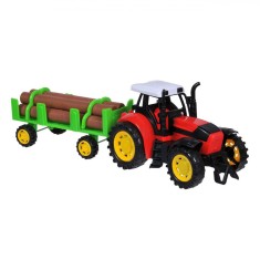 Jucărie Tractor cu Remorcă, Model Vehicul de Fermă, Culoare Roșu, Roti Mobile