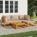 Cumpara ieftin Set mobilier de grădină cu perne gri taupe, 5 piese, lemn masiv