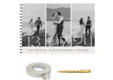 Set Album foto / GuestBook pentru nunta, SAVE THE DATE, personalizabil cu poze si nume, A4 landscape, pix si dubluadeziv