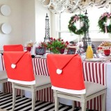 Husa Scaun Craciun Rosu Alb 60x50cm, Universala, Caciula Mos Craciun, Decor Festiv, Protectie Scaun