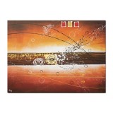 Tablou gigant abstract pictat manual birou, living, Fantezie in abstract 3, 120x90cm ulei pe panza in relief efect 3D, gata de expus pe perete