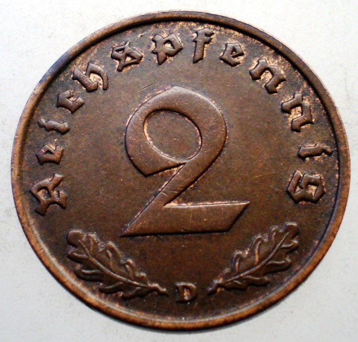 2.595 GERMANIA 2 REICHSPFENNIG 1936 D RARA