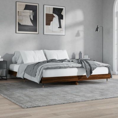 vidaXL Cadru pat fără saltea stejar maro 120x200 cm, lemn prelucrat foto