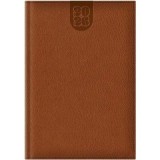 Agenda A5 datata 2026 Dakota EJ-1416, 336 pagini ivory, coperta buretata maro inchis, cu margini aurii