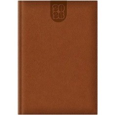 Agenda A5 datata 2026 Dakota EJ-1416, 336 pagini ivory, coperta buretata maro inchis, cu margini aurii