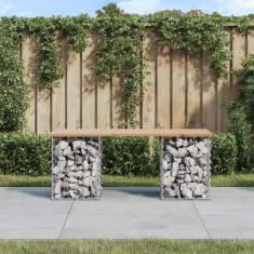 Banca de gradina, design gabion, 103x31x42 cm, lemn masiv pin