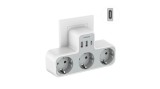 Priza Multipla Tessan TS-323-C, 3 Prize, 1 port USB-C, 2 Porturi USB, 240 V, Alb ,2500W 10A