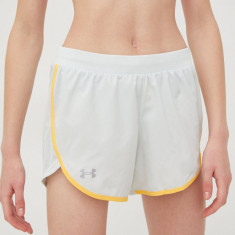 Under Armour pantaloni scurți de alergare Fly By Elite femei, culoarea verde, neted, medium waist 1369766-593