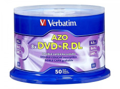 Mediu optic Verbatim DVD+R DL 8.5GB 8x 50 bucati argintiu mat foto