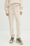 Moschino Jeans pantaloni de trening din bumbac culoarea bej, J0319 8732