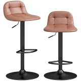 HOMCOM Set de 2 Taburete de Bar din Piele PU, Retro-Industrial, &Icirc;nălțime Reglabilă, Pivotant 360&deg;, 40x41,5x76-98cm, Maro &Icirc;nchis | Aosom Romania