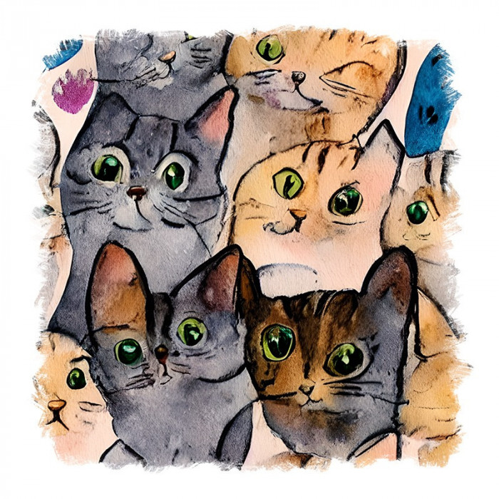 Sticker decorativ Pisica, Multicolor, 55 cm, 11451ST