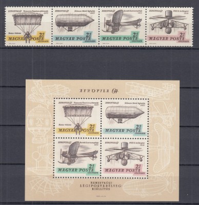 UNGARIA 1967 AEROFILA&amp;rdquo;67 EXPOZITIA INTERNATIONALA FILATELICA POSTA AERIANA MNH foto