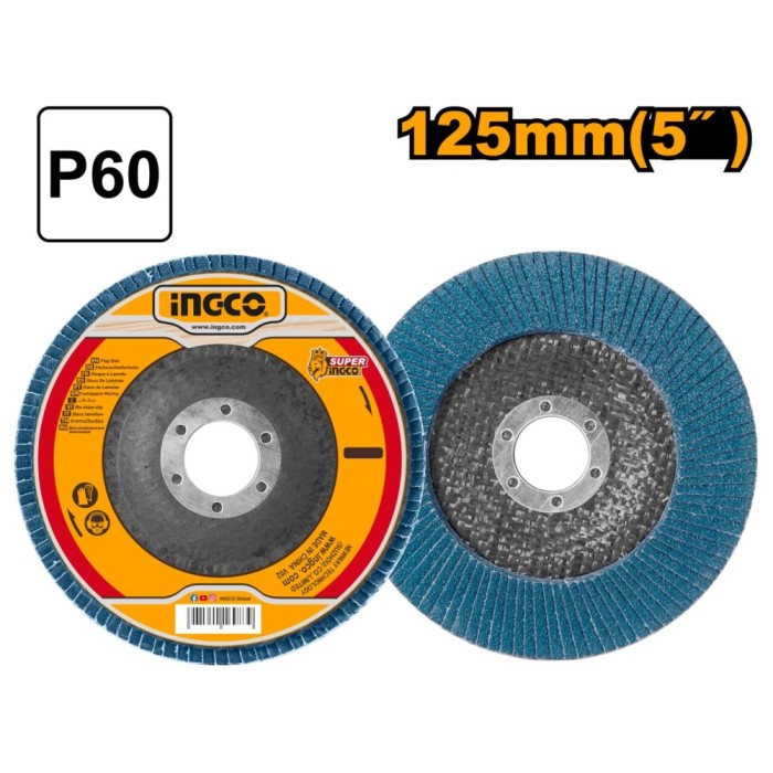 Disc lamelar slefuit 125 mm albastru p80 - Ingco FDZ1253