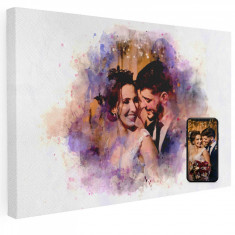 Tablou canvas personalizat, cu fotografia ta, in stil acuarela, Intaglio, color, print pe panza Premium foto