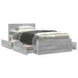 VidaXL Cadru de pat cu tăblie, gri beton, 75x190 cm, lemn prelucrat