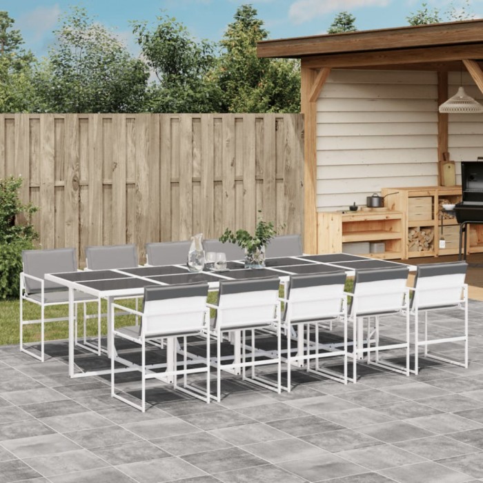 Gossi set mobilier de gradina, 11 piese, cu perne, alb, textilena