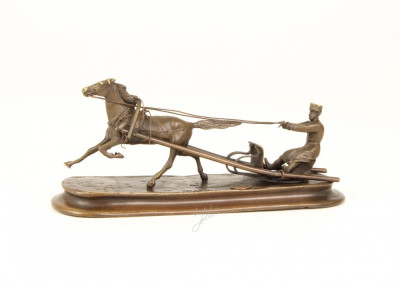 Barbat cu un cal - statueta din bronz UP-75 foto