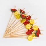 Scobitori de petrecere din bambus cu decoratiuni fructe, 20 buc, 12 cm, CMCLASS
