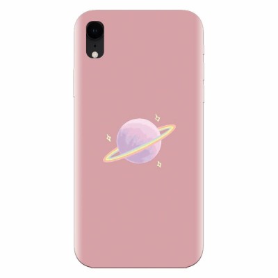 Husa silicon pentru Apple Iphone XR, Saturn On Pink foto