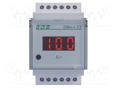 Ampermetru digital F&amp;amp;F True RMS pentru montare pe șină DIN, afișaj LED, 0-1000A AC foto
