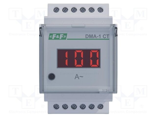 Ampermetru digital F&amp;F True RMS pentru montare pe șină DIN, afișaj LED, 0-1000A AC