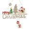 Decorațiune Suspendabilă Crăciun, Tăbliță Lemn Merry Christmas, Mos Crăciun, Sanie, Multicolor, 28 x 16 cm
