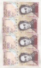 bnk bn Venezuela 4x100 bolivares 2013 serii consecutive , circulate